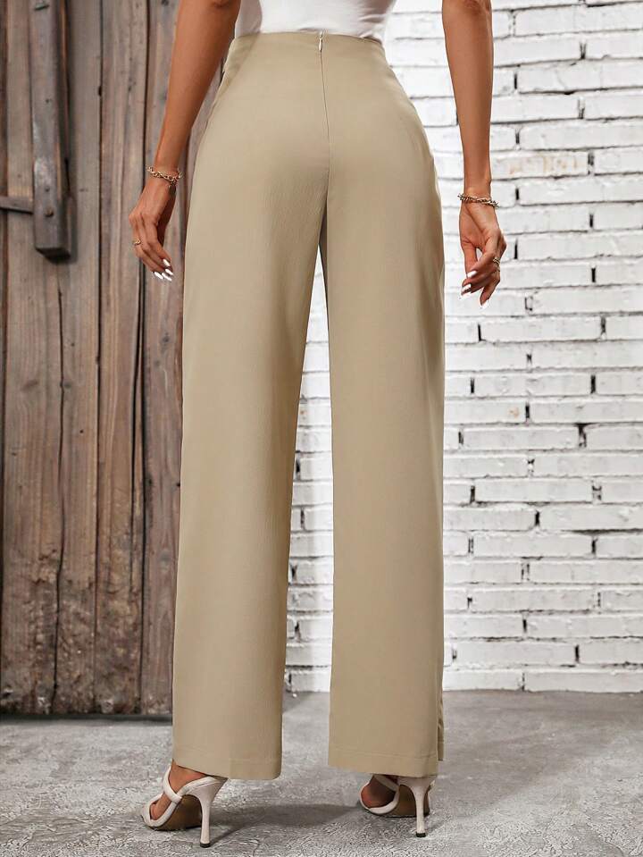 CM-BS320708 Women Casual Seoul Style High Waist Knot Side Pants - Khaki