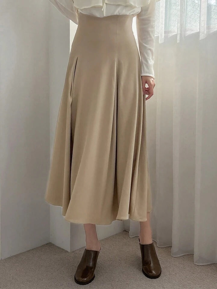 CM-BS000500 Women Trendy Bohemian Style High Waist Button Detail Skirt - Khaki