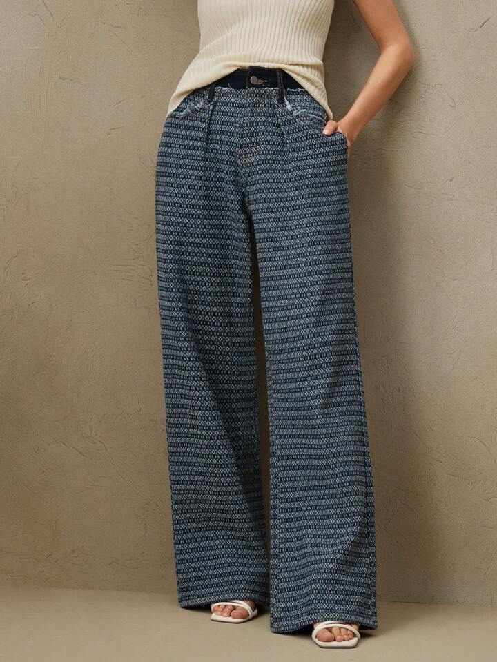 CM-BS334678 Women Casual Seoul Style Striped Pocket Straight Loose Denim Jeans - Baby Blue