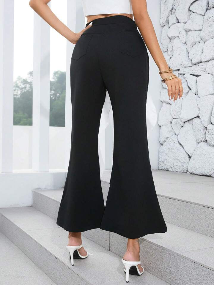 CM-BS099166 Women Casual Seoul Style Contrast Color Hollow Out Bell Layered Ruffles Pants