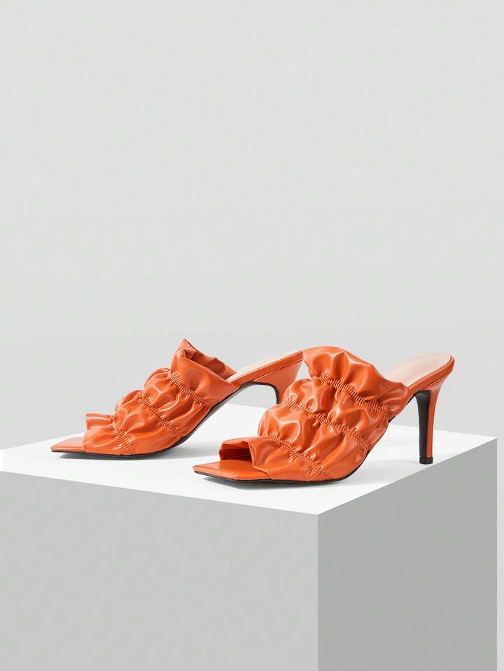 CM-SHS532253 Women Trendy Seoul Style Comfortable High-Heeled Open Toe Sandals - Orange