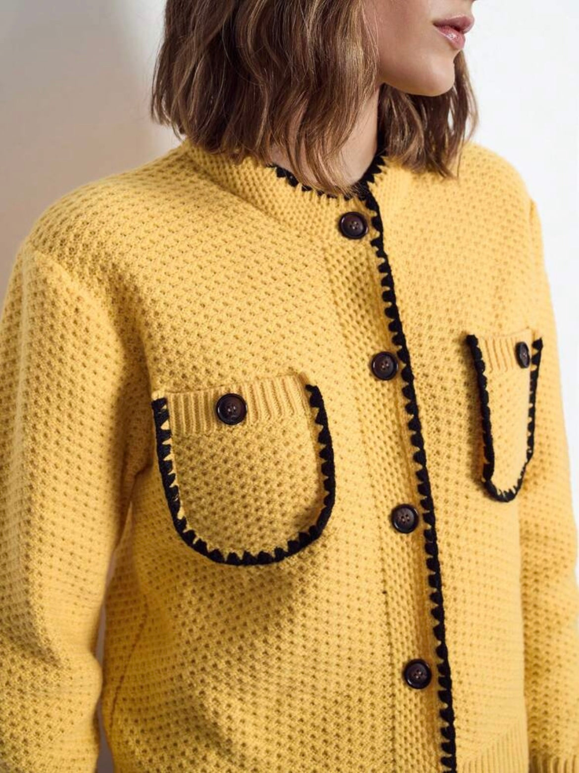 CM-CS016717 Women Casual Seoul Style Long Sleeve Slim Fit Stand Collar Sweater - Yellow
