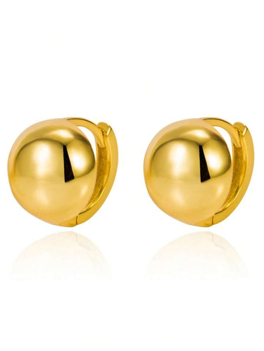 CM-AE745646 925 Sterling Silver Glossy Hoop Earrings - Yellow Gold