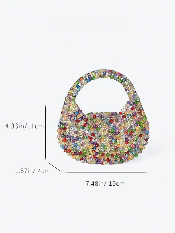CM-BGS261974 Women Trendy Seoul Style Multicolor Beaded Sparkling Mini Handbag