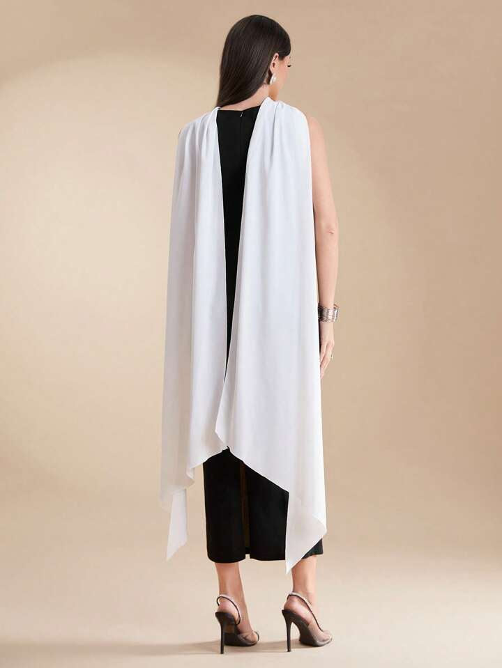CM-DS164382 Women Elegant Seoul Style Colorblock Slim Fit Sleeveless Midi Dress - Black