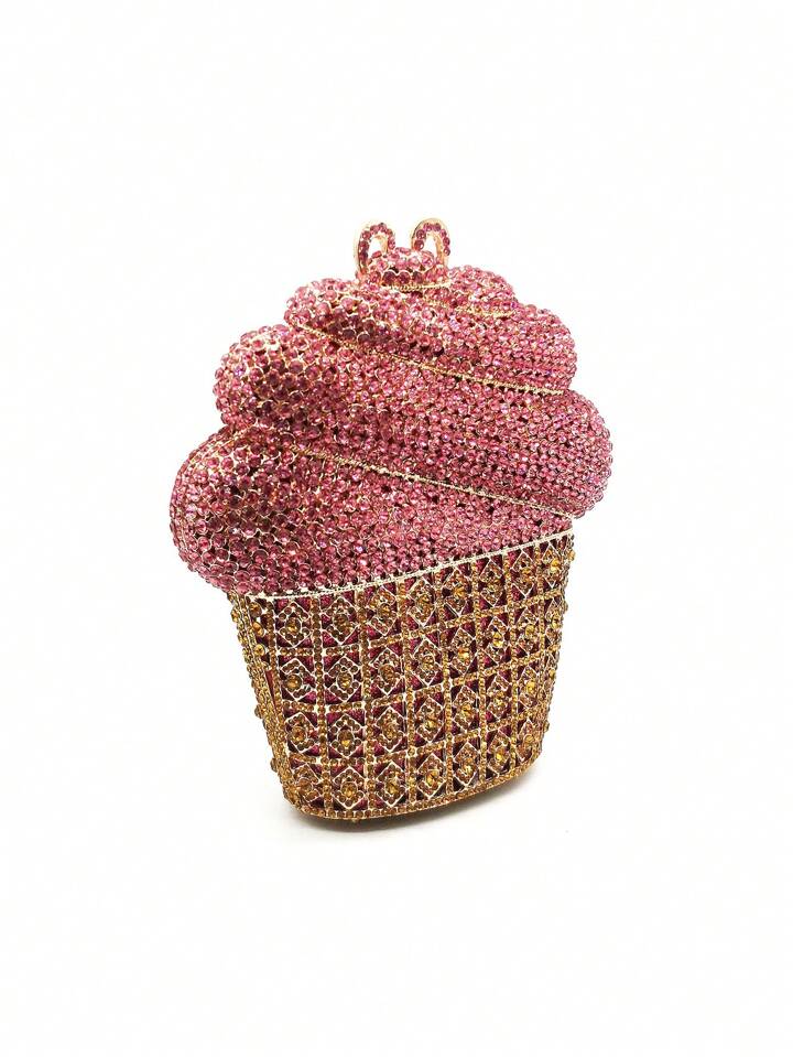 CM-BGS856614 Women Elegant Seoul Style Ice Cream Shaped Blingbling Rhinestone Novelty Clutch Purse