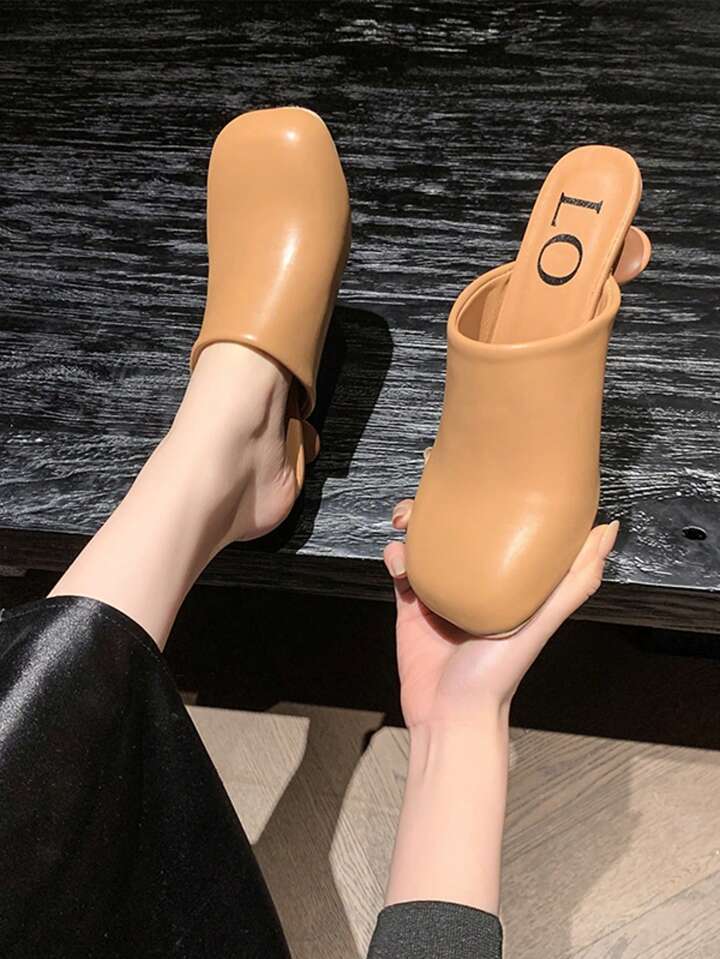 CM-SHE844194 Women Trendy Seoul Style Synthetic Slip On Round Toe Low-Heel Mules (Available in 4 colors)