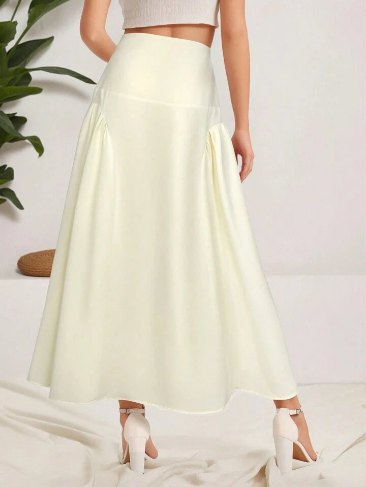 CM-BS203089 Women Elegant Seoul Style High Waist Flared A-Line Long Skirt