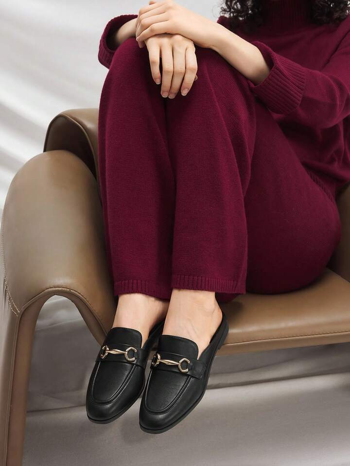 CM-SHS835238 Women Trendy Seoul Style Round Toe Flat Shoes - Black