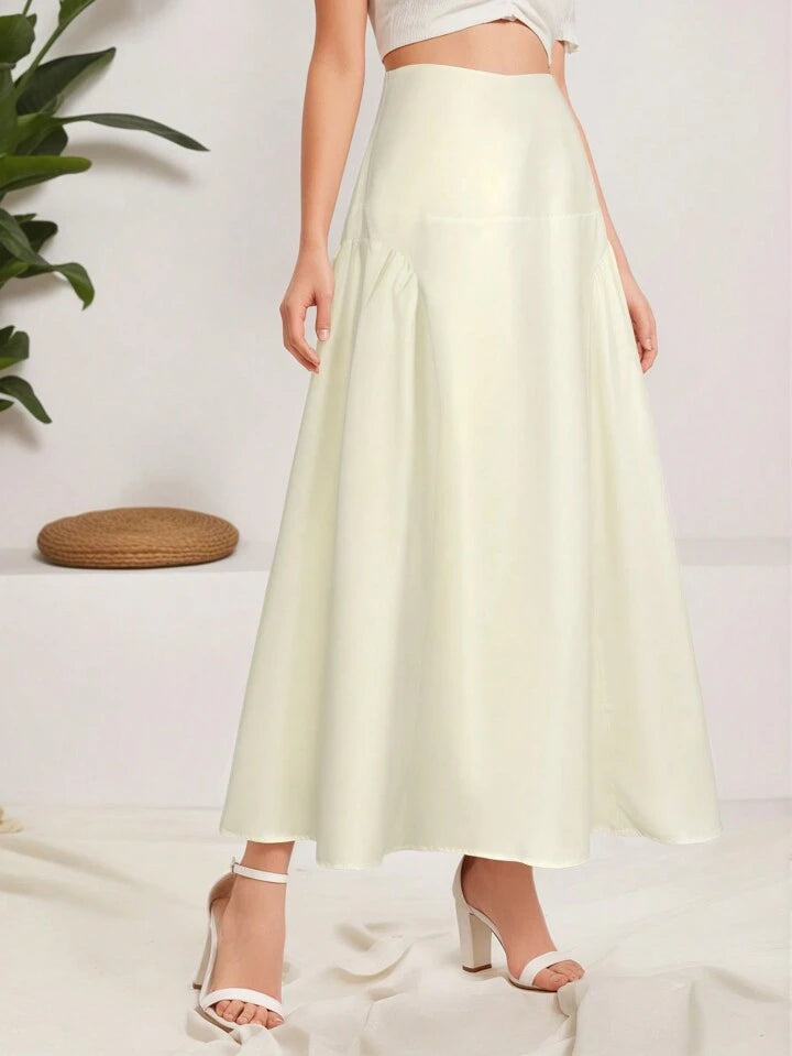 CM-BS203089 Women Elegant Seoul Style High Waist Flared A-Line Long Skirt