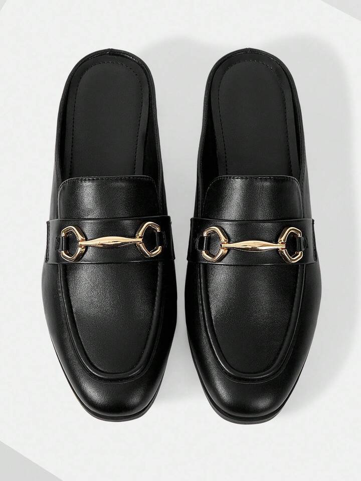 CM-SHS835238 Women Trendy Seoul Style Round Toe Flat Shoes - Black