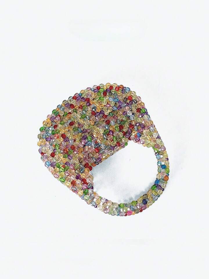 CM-BGS261974 Women Trendy Seoul Style Multicolor Beaded Sparkling Mini Handbag