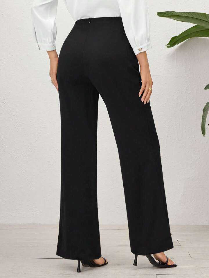 CM-BS517705 Women Casual Seoul Style Drawstring High-Waist Wide-Leg Pants - Black