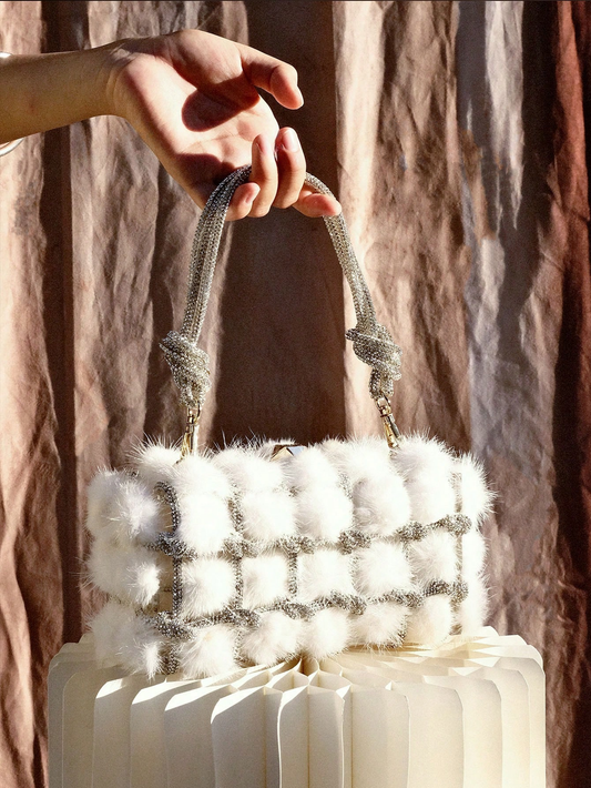 CM-BGS386140 Women Trendy Seoul Style Glitter Bling Rhinestone Evening Clutches Box Bag