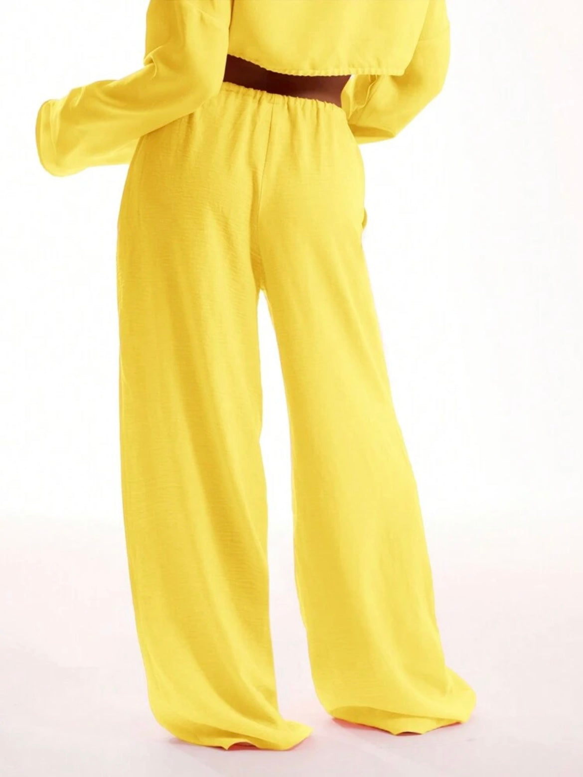 CM-BS670253 Women Trendy Bohemian Style Tie Front Linen Feel Beach Trouser - Yellow