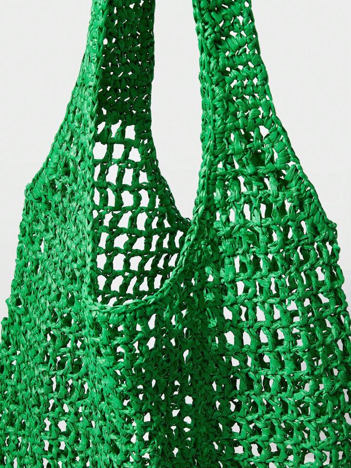 CM-BGS913077 Women Trendy Seoul Style Oversized Straw Tote Bag - Green