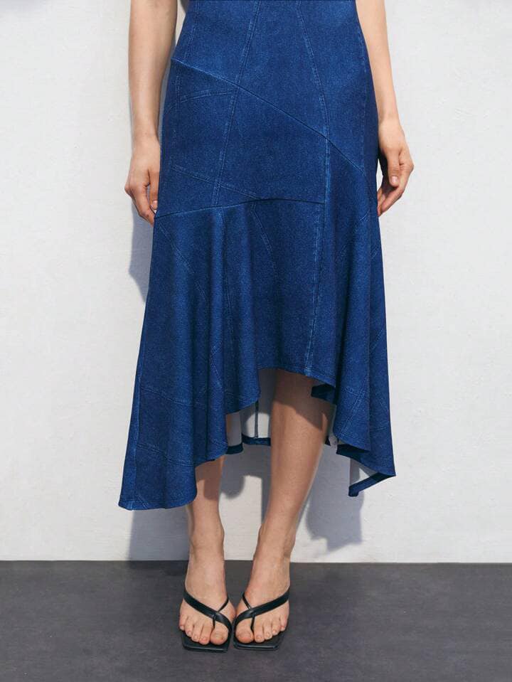 CM-DS024282 Women Elegant Seoul Style Solid Color Spaghetti Strap Sleeveless Cami Dress - Blue