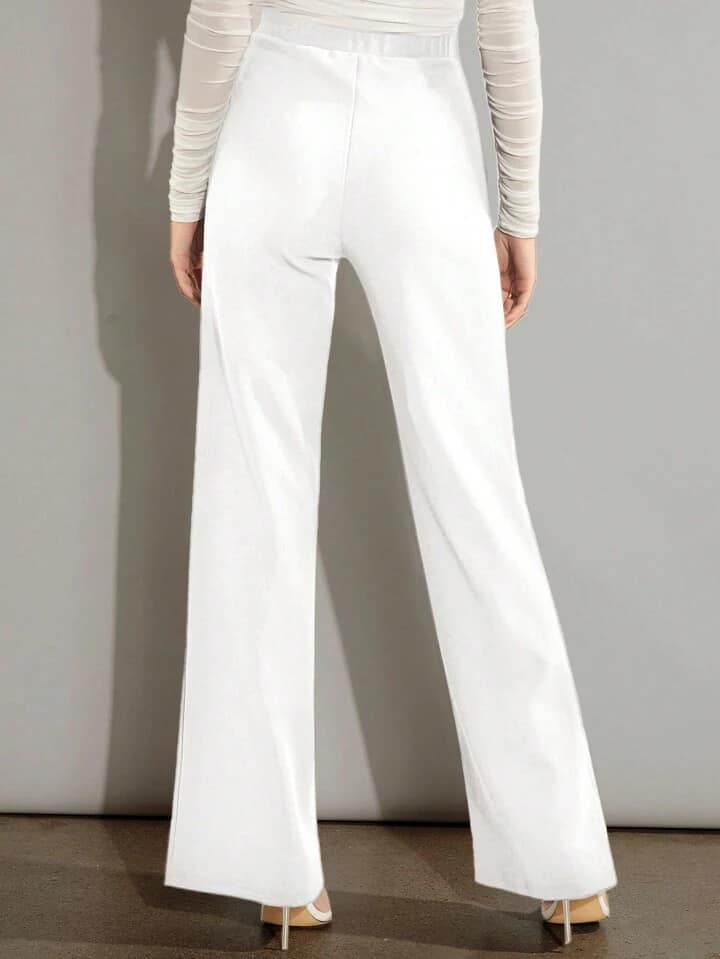 CM-BS762005 Women Elegant Seoul Style Solid Color High Waist Wide Leg Long Pants - White