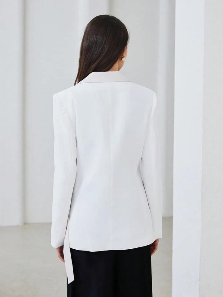 CM-CS320991 Women Elegant Seoul Style Notched Collar Asymmetric Waist Slim-Fit Blazer