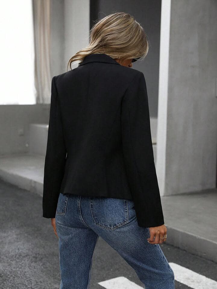 CM-CS905573 Women Casual Seoul Style Double-Breasted Turndown Collar Waisted Suit Jacket