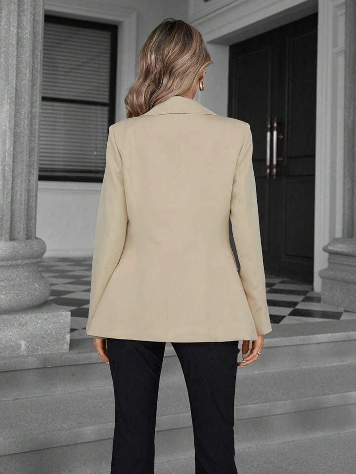 CM-CS271644 Women Casual Seoul Style Asymmetric Placket Single-Breasted Metal Button Blazer