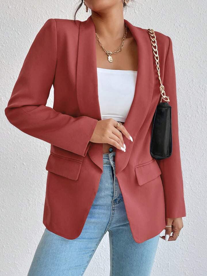 CM-CS832002 Women Casual Seoul Style Shawl Collar Long Sleeve Double Breasted Blazer