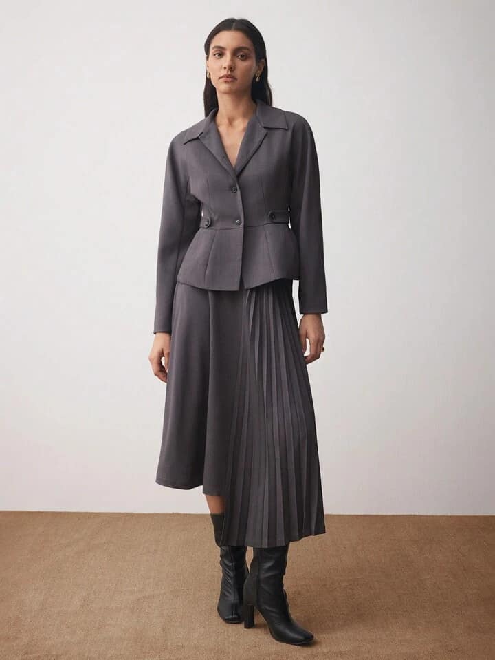 CM-CS717777 Women Casual Seoul Style Collar Neckline Long Sleeve Single Breasted Jacket