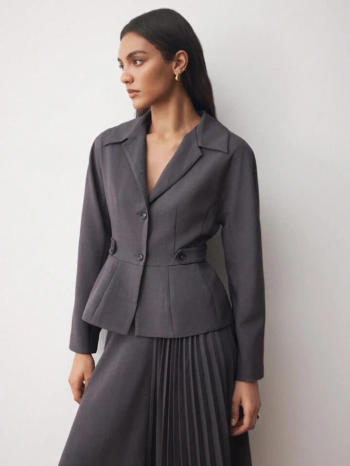 CM-CS717777 Women Casual Seoul Style Collar Neckline Long Sleeve Single Breasted Jacket