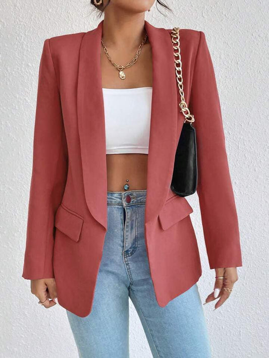 CM-CS832002 Women Casual Seoul Style Shawl Collar Long Sleeve Double Breasted Blazer