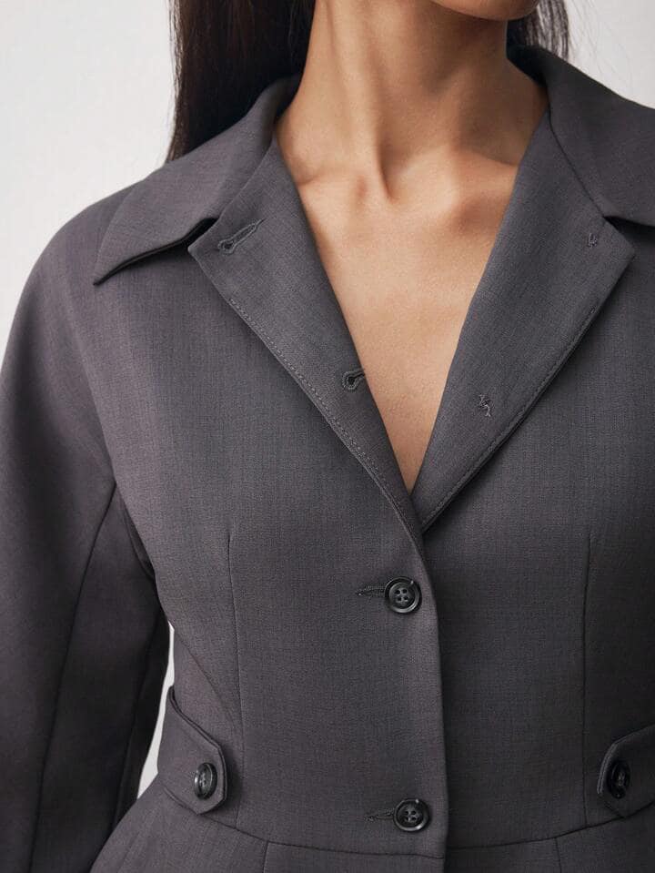 CM-CS717777 Women Casual Seoul Style Collar Neckline Long Sleeve Single Breasted Jacket