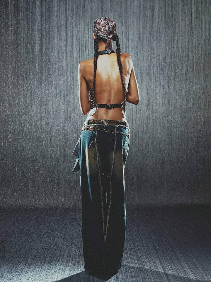 CM-BS090009 Women Casual Seoul Style Frayed Hem Flare Wide Leg Jeans - Blue