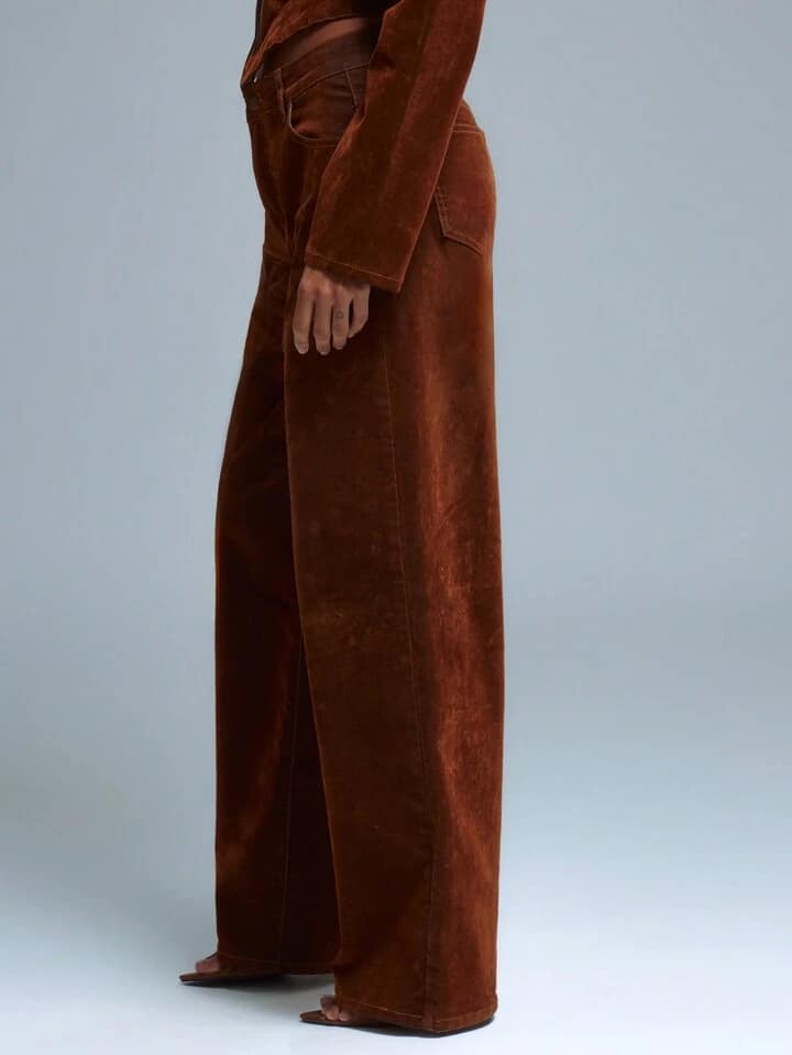 CM-BS826719 Women Casual Seoul Style Low Rise Straight Leg Faux Suede Jeans - Bronze