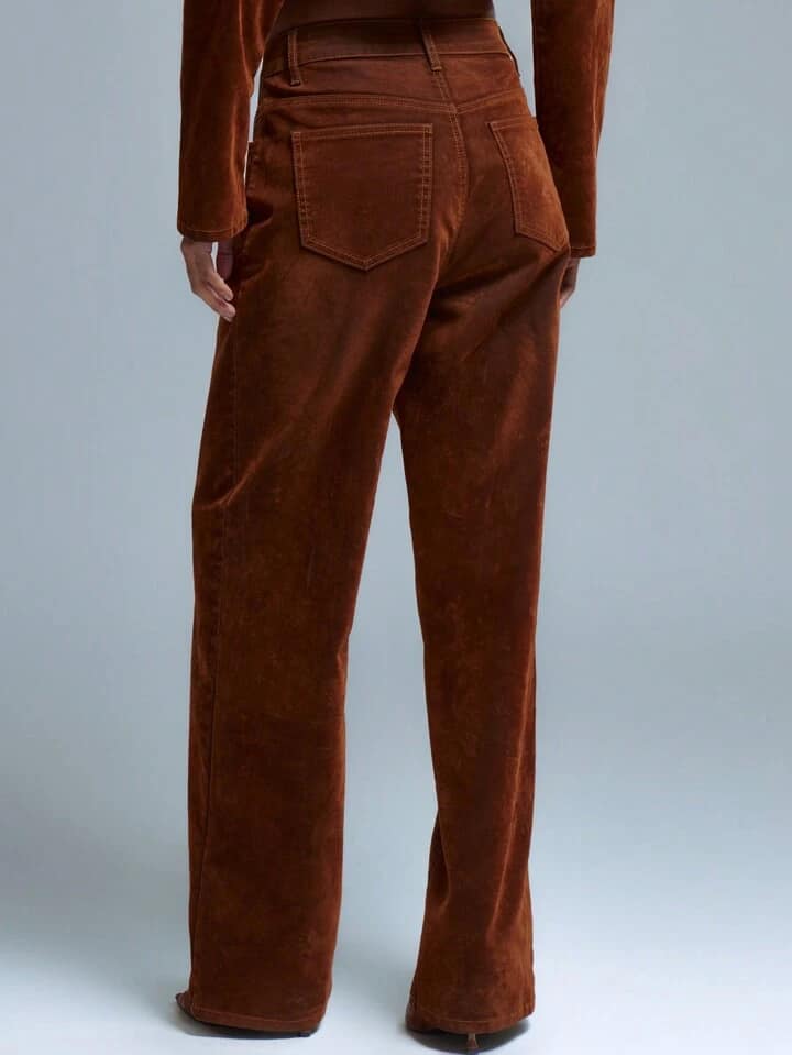 CM-BS826719 Women Casual Seoul Style Low Rise Straight Leg Faux Suede Jeans - Bronze
