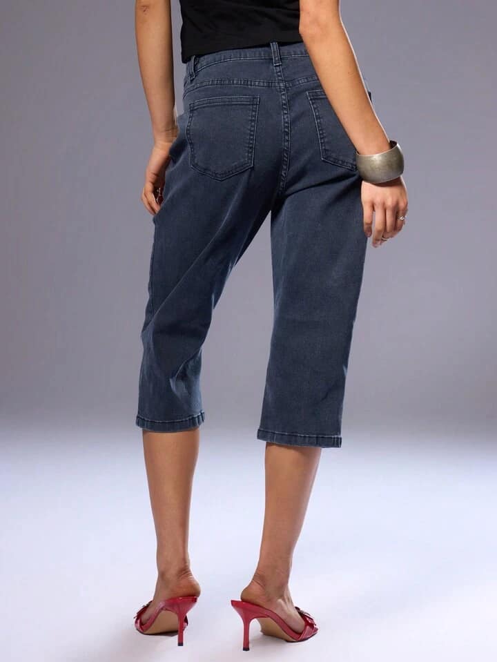 CM-BS299297 Women Casual Seoul Style Capri Skinny Jeans - Blue