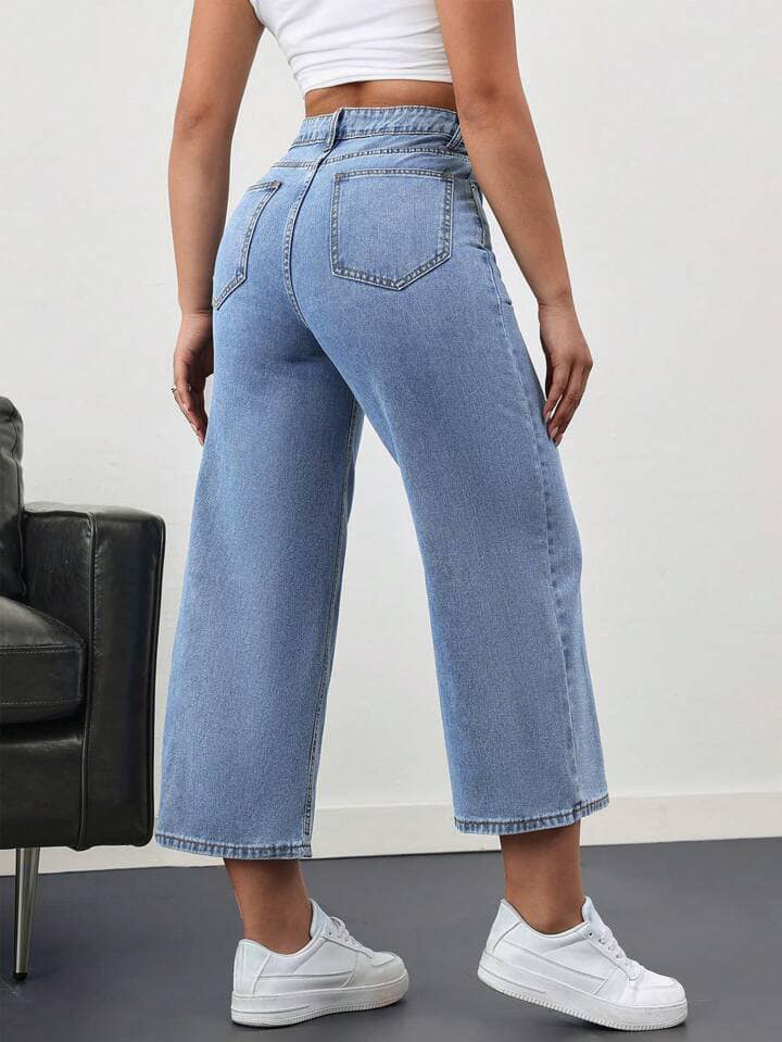 CM-BS052948 Women Casual Seoul Style Front Button Pocket Bow Tie All-Over Print Denim Pants