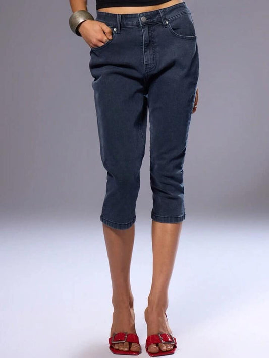 CM-BS299297 Women Casual Seoul Style Capri Skinny Jeans - Blue
