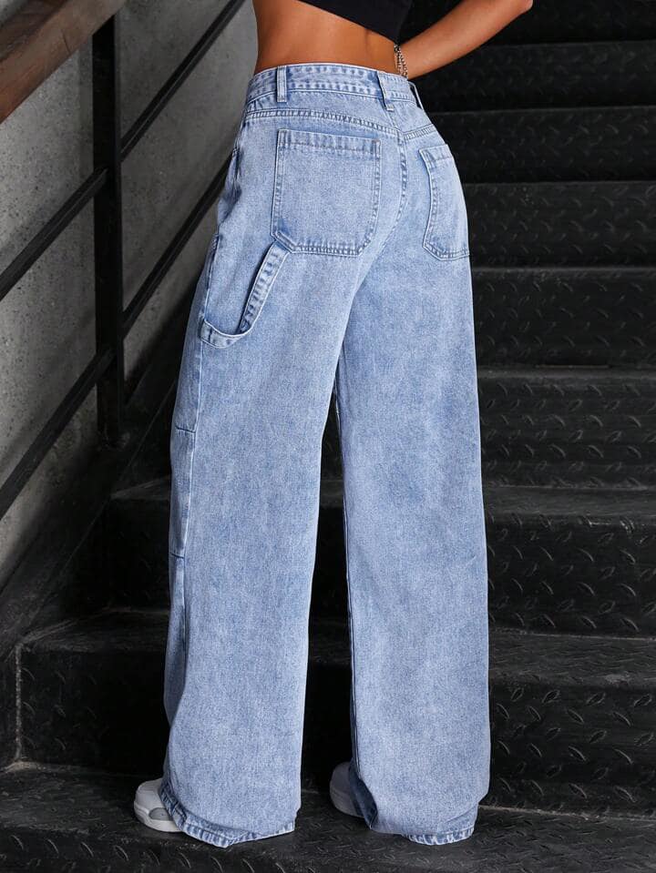 CM-BS086887 Women Casual Seoul Style Light Wash Patchwork Bleached Flared Leg Jeans