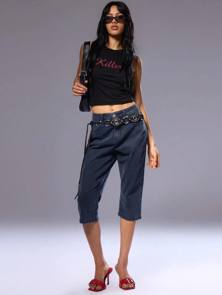 CM-BS299297 Women Casual Seoul Style Capri Skinny Jeans - Blue