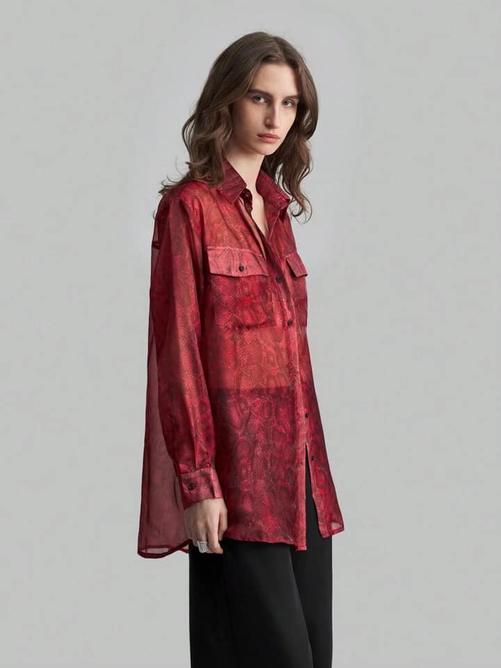 CM-TS767791 Women Elegant Seoul Style Front Button Long Sleeve Minimalist Shirt-Collar Blouse