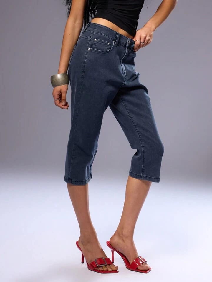 CM-BS299297 Women Casual Seoul Style Capri Skinny Jeans - Blue