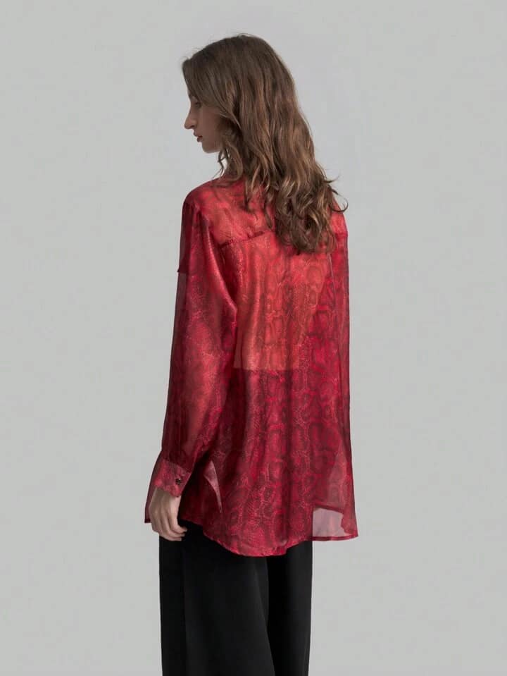 CM-TS767791 Women Elegant Seoul Style Front Button Long Sleeve Minimalist Shirt-Collar Blouse