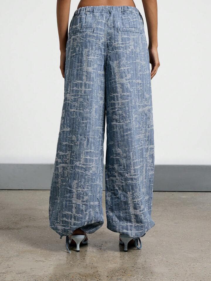 CM-BS494949 Women Casual Seoul Style Washed Low Rise Parachute Baggy Jeans - Baby Blue