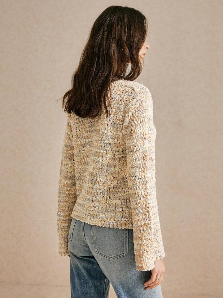 CM-CS721622 Women Casual Seoul Style V-Neck Button Front Long Sleeve Soft Fluffy Cardigan