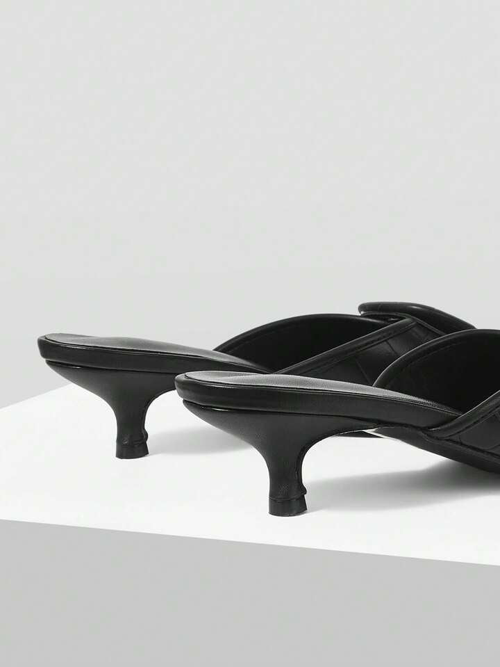 CM-SHS743795 Women Trendy Seoul Style Square Toe Low Heel Sandals - Black
