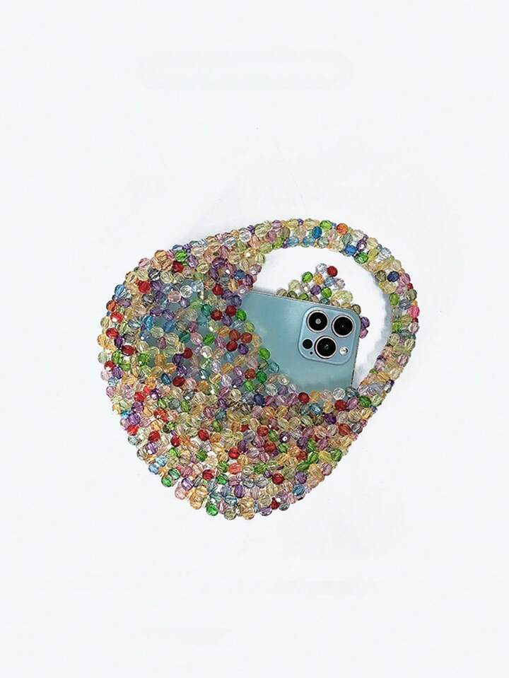 CM-BGS261974 Women Trendy Seoul Style Multicolor Beaded Sparkling Mini Handbag