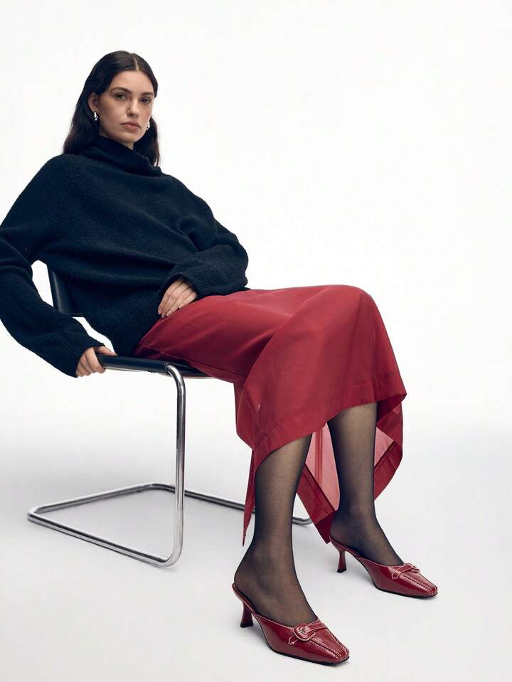 CM-SHS859258 Women Trendy Seoul Style Buckle Design High Heel Mules - Burgundy