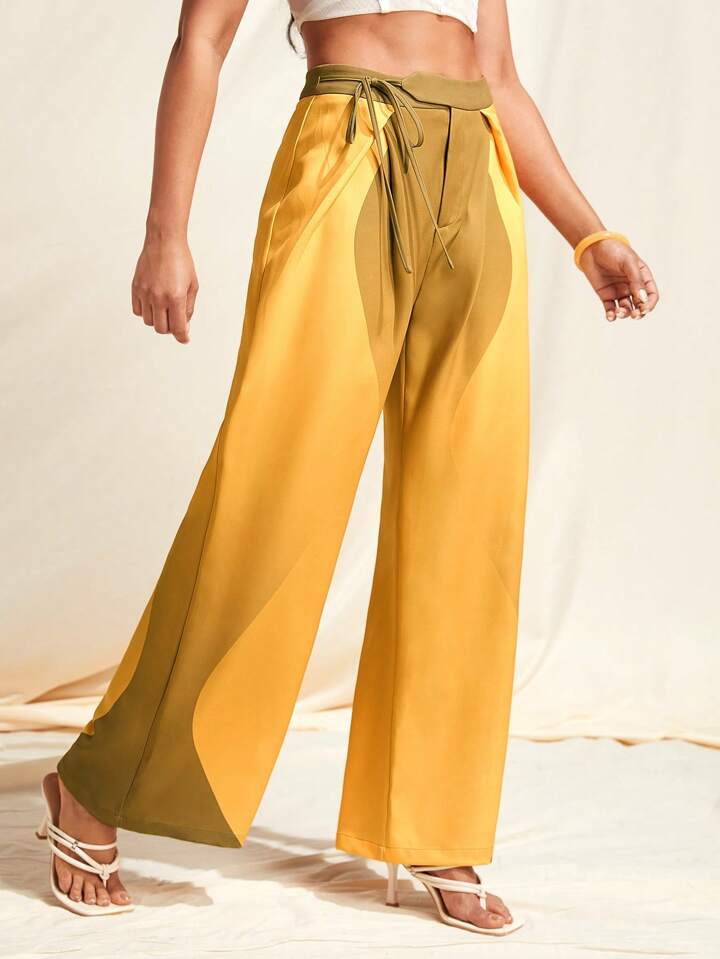 CM-BS967042 Women Casual Seoul Style High Waist Printed Loose Pants - Yellow