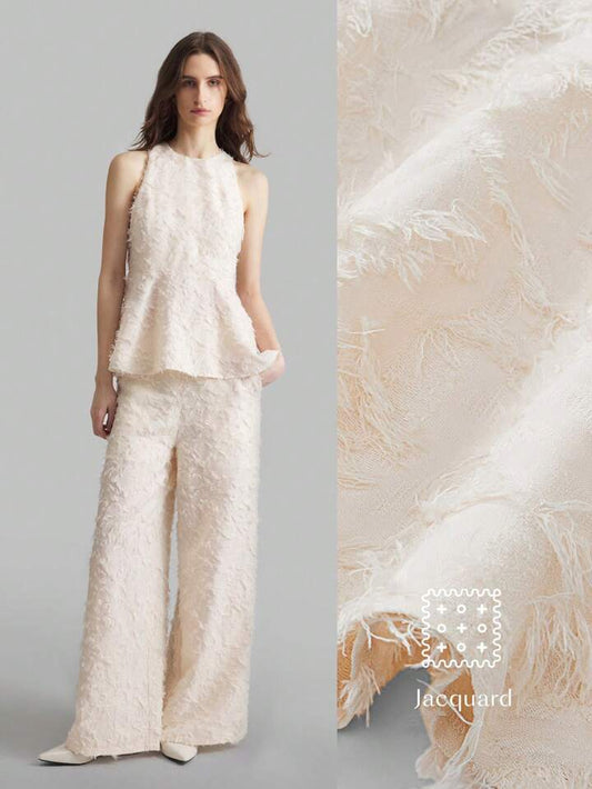 CM-SS081171 Women Elegant Seoul Style Texture Round Neck Sleeveless Top With Wide Leg Pants - Set