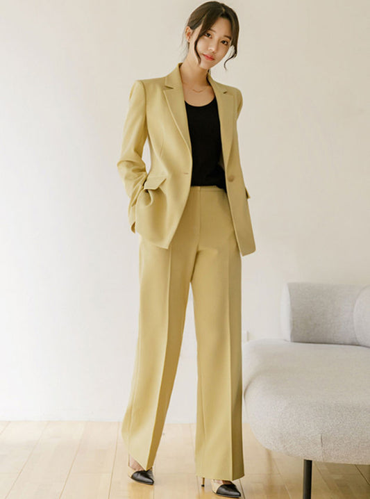 CM-SF092209 Women Elegant Seoul Style Tailored Collar Tie Waist Slim Long Suits (Available in 2 colors)