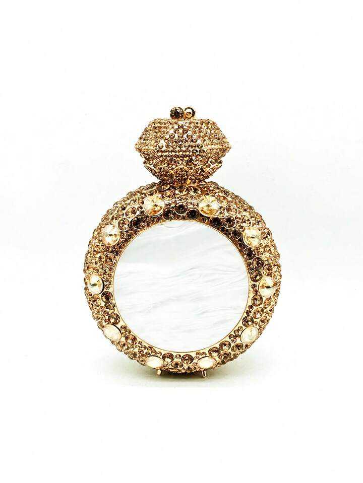 CM-BGS212028 Women Elegant Seoul Style Mini Novelty Diamond Ring Crystal Clutch - Gold